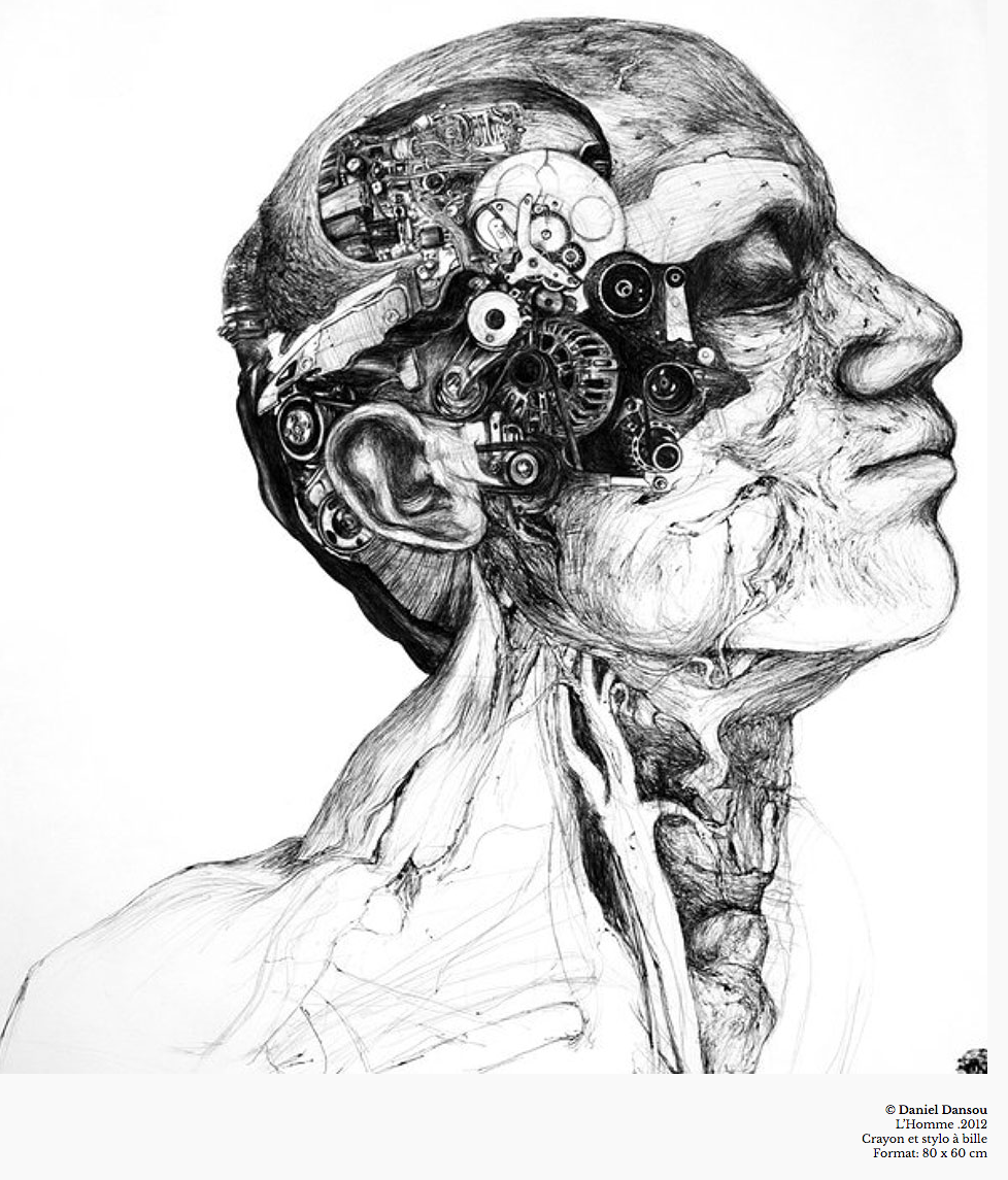 Daniel Dansou "L'homme" 2012. Crayon et Stylo bille. 80x60 cm